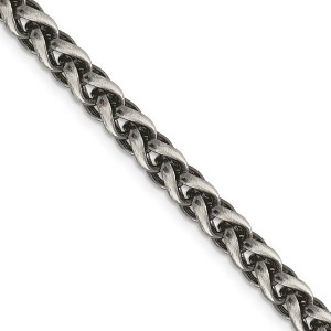 Black Bow Jewelry Men's 6mm, Sterling Silver Antiqued Solid Spiga Chain Necklace - 1 of 4