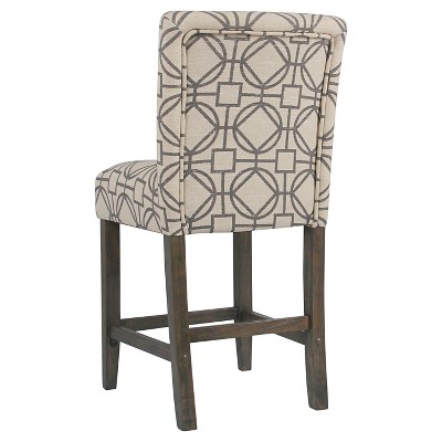 Elegant Gray Lattice 24" Wooden Counter Height Barstool