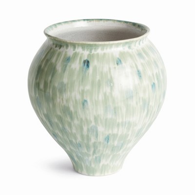 Plum & Post Brosse Grande Vase Large - Hand Painted - Green/Blue