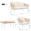 4 Piece Outdoor Patio Conversation Set with Beige Cushions and Acacia Wood Table, Weather-Resistant Woven Rope Seating for Porch or Garden-3irtyhousy - 4 of 4