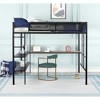 ALEXOUN Metal Full Size Loft Bed with Desk and Shelves & Noise-Free Wood Slats,Comfortable Fabric Rails,2 Tier Shelves and Side Steps and Mesh Panels - 2 of 4