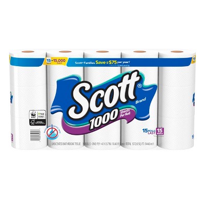 Scott 1000 Septic Safe Toilet Paper - 15 Rolls