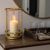 Decorative Glass Hurricane Candle Holder for House Decor - Modern Pillar Candlestick Holder for Table Centerpiece or Living Room Decor - 9", Gold - 2 of 4