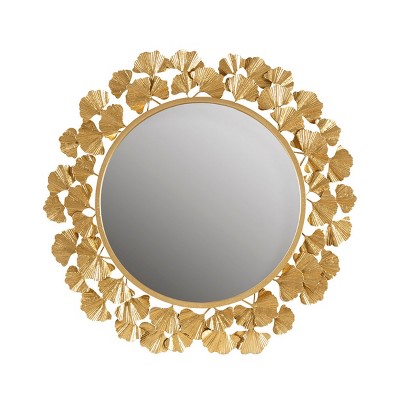 GlasFlength Decorative Wall Mirrors Boho Mirror Vanity Mirror Frameless Wall Art Decor Wall Mirrors for Living Room, Gold, 30.5"*30.5"*1"