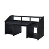 Synthetic Wood Rectangular Music Desk with 2 Open Compartments, Upper Shelf, and Earphone Rack - 3 of 4