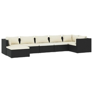 vidaXL Garden Lounge Set Black, Cream PE rattan, powder-coated steel, fabric - 1 of 4