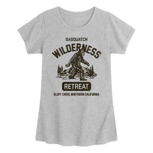 Girls' - Instant Message - Sasquatch Wilderness Retreat Fitted Short Sleeve Graphic T-Shirt - 1 of 4
