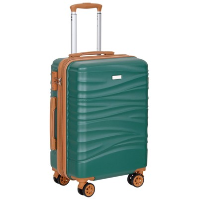 Hykolity 22" Carry On Luggage, Expandable Hardshell Suitcase with Double Spinner Wheels GREEN