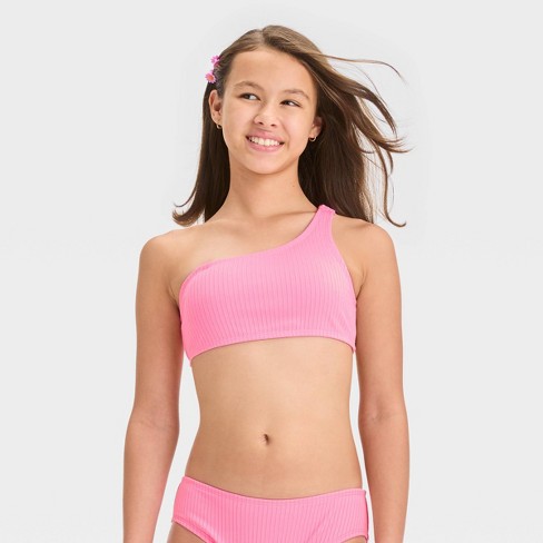 Girls' 'stay A While' Solid Bikini Swim Top - Art Class™ Pink S : Target