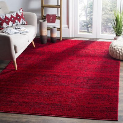 Red and Black Striped Synthetic 6' x 9' Area Rug