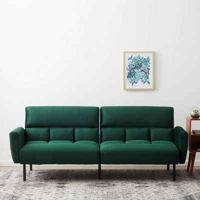 Comfort Collection Futon Sofa Bed With Box Tufting Green Velvet