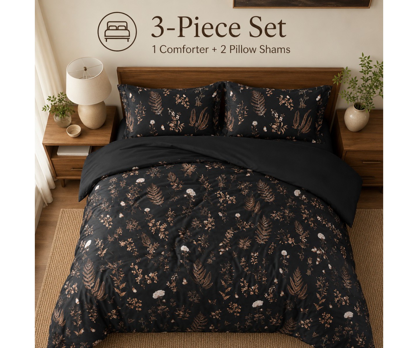Комплект с одеялом Bedsure Comforter Set Queen Size - Cute Floral Bedding Comforter Set, цвет: С принтом — фото 5