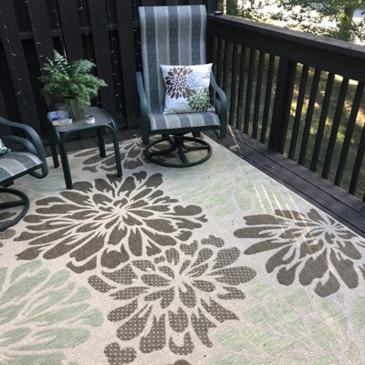 JONATHAN Y Zinnia Modern Floral Navy/Green 3 ft. 11 in. x 6 ft. Textured  Weave Indoor/Outdoor Area Rug SMB110B-4 - The Home Depot