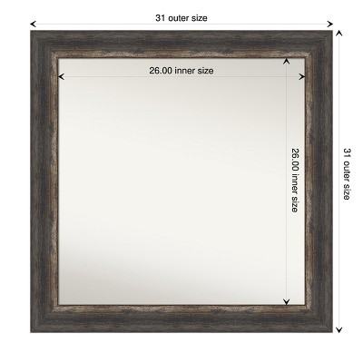 Bark Rustic Char 31" Square Non-Beveled Wall Mirror