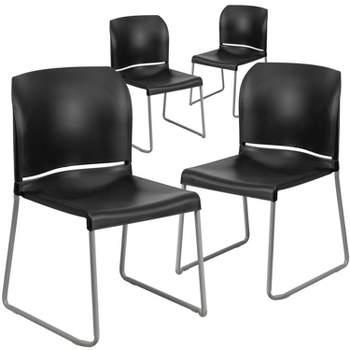 Flash Furniture 4 Pack HERCULES Series 880 lb. Capacity Full Back Contoured Stack Chair with Powder Coated Sled Base