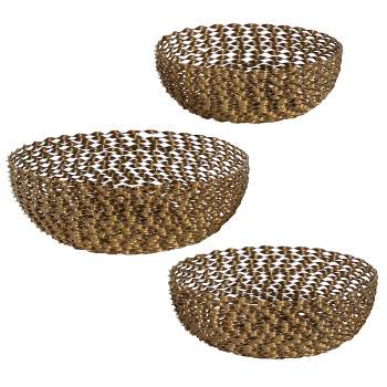 Set of 3 Round Modern Metal Basket Gold - Olivia & May