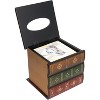 Classic Antique Book Tissue Box Cover, Brown Wooden Retro Design for Living Room and Office Decor - 4 of 4