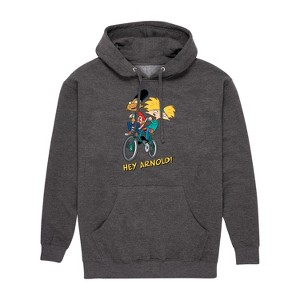 Men's - Hey Arnold! - Arnold and Gerald on Bike Graphic Fleece Pullover Hoodie - 1 of 4