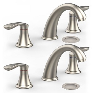 COZONY 3 Hole Bathroom Sink Faucet, Pop Up Drain with Hot Cold Water Lines - 1 of 4