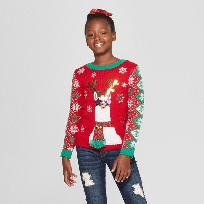 Girls Llama Family Ugly Christmas Sweater 33 Degrees Red Xs Target Inventory Checker Brickseek