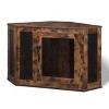 Munora - Furniture Corner Dog Crate - Lockable Wood & Mesh Kennel for Small/Medium Dogs - Indoor Pet House & Side Table - Rustic Brown - 2 of 4