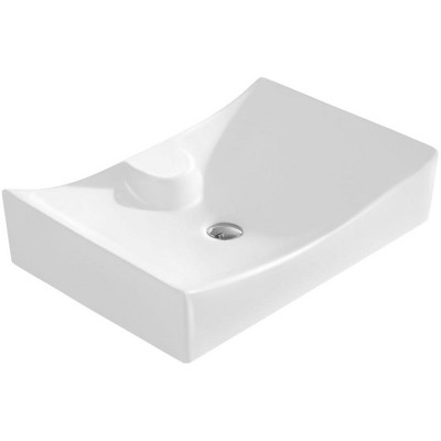 White Ceramic Rectangular Vessel Sink with Faucet Hole