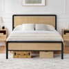 Metal Platform Bed Frame with Rattan Headboard & Footboard, Safety Rounded Corners, Under Bed Storage, Strong Slat Support, No Box Spring Required - 3 of 4