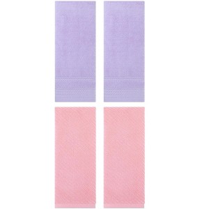 REGALWOVEN 4 Pcs Striped Comfortable Quick Drying Non-Linting Hand Towel 14" x 30" - 1 of 4