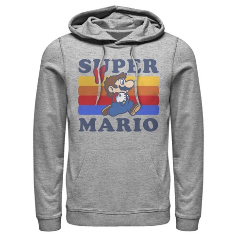 Men s Nintendo Super Mario Side View Retro Run Rainbow Pull Over Hoodie Athletic Heather Medium