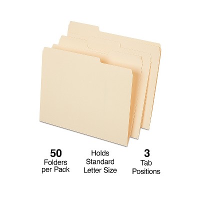 Staples File Folders 3 Tabs Letter Size Manila 50 Box (25775) 541077 