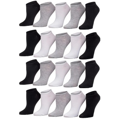 Tipi Toe Women's 20 Pack Timeless Black White Grey Tones Colors Patterned No Show Socks