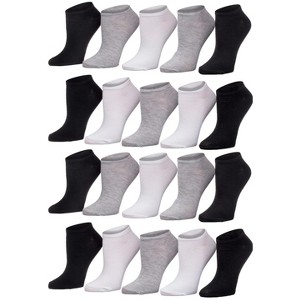 Tipi Toe Women's 20 Pack Timeless Black White Grey Tones Colors Patterned No Show Socks - 1 of 4