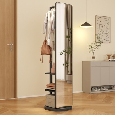 DOMETOUR Full-Length Mirror Rubber Wood+Mirror, 68.8*19.6 Inches, Large, Easy To Dress, For Bedroom/Living Room/Office/Cloakroom Black