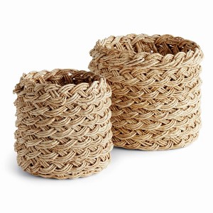 Plum & Post Abaca French Braid Storage Baskets Round Set Of 2 - 1 of 4