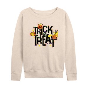 Women's - Pokémon - Trick Or Treat Lightweight French Terry Wide Neck Long Sleeve Shirt - 1 of 4