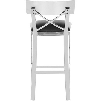 Elegant 39'' Black Leather & Chrome Stainless Steel Bar Stool