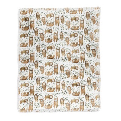 Dash and Ash Sloth Buds Woven Throw Blanket Brown - Deny Designs