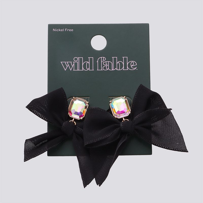 Crystal Bow Drop Earring - Wild Fable™ Black/Gold, 2 of 3