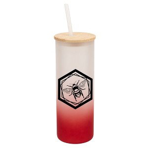 Elanze Designs Hexagon Honey Queen Bumble Bee Wrap-Around Design 25 Ounce Frosted Gradient Glass On-The-Go Coffee Travel Skinny Tumbler Mug Cup, - 1 of 1