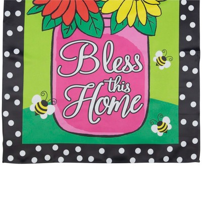 Green Polyester Seasonal House Flag with Floral Design, 28" x 40"