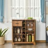Resenkos Retro Wine Cabinet for 6 Bottles with Glass Holders and a Drawer, Brown - 3 of 4
