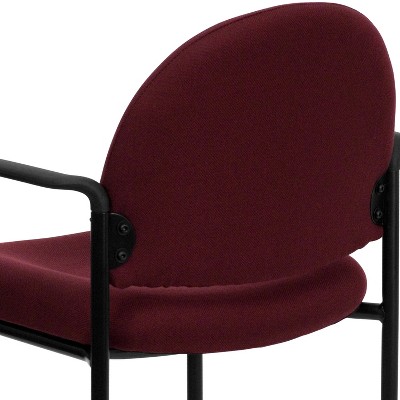 ErgoStack Burgundy Fabric and Black Metal Side Reception Chair