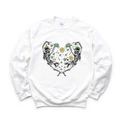 Simply Sage Market Women's Graphic Sweatshirt Skeleton St. Patrick's Heart