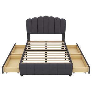 TiramisuBest Full Size Upholstered Bed with 4 Storage Drawers - Gray Upholstered Design - 1 of 4