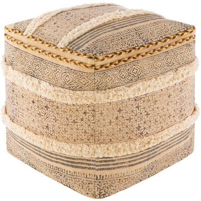 Livabliss Dayna 18"H x 18"W x 18"D Bohemian/Global Wheat Pouf