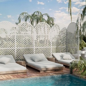 PexFix 72 in. x 35 in. Outdoor Privacy Arch Screen Galvanized Steel Panel Divider in White - 1 of 4