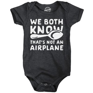 We Both Know Thats Not An Airplane Baby Bodysuit Funny Sarcastic Graphic Novelty Jumper For Infants - Crazy Dog Baby Bodysuit - 1 of 4