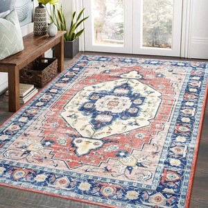 Living Room Rug Area Rugs for Bedroom Large Oriental Medallion Accent Rugs Non-Slip Stain-Resistant Soft Carpet Low Pile Indoor Floor - 1 of 4