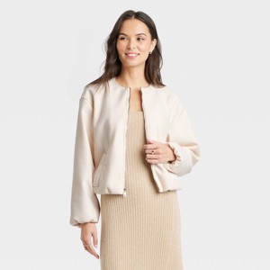 Women's Felt Bomber Jacket - A New Day™ - 1 of 4