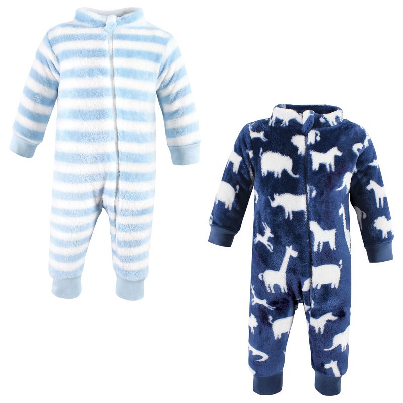 Hudson Baby Infant Boy Plush Jumpsuits, Safari Silhouette, 1 of 5
